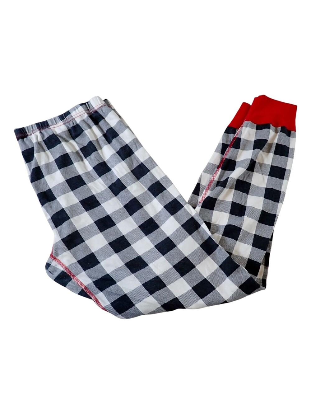 Hanna Andersson Pajama Pants PJ XL Black White Buffalo Check Red Organic Cotton